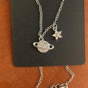 Saturn and Star Rhinestone Necklace